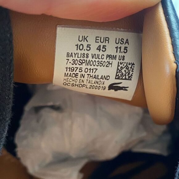 LACOSTE men’s Bayliss Black leather casual Sneakers sz 11.5 preppy classic EUC - Picture 14 of 14
